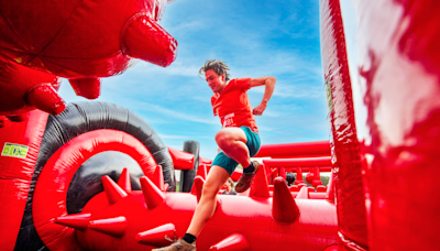 Giant inflatable assault course near Glasgow with over 30 fun obstacles