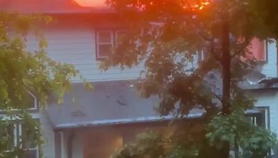 Roswell home bursts into flames after apparent lighting strike during storms