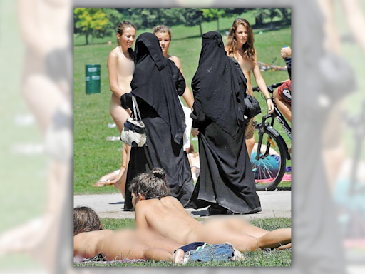 Real Photo Shows Naked Women Walking Past Women in Burqas?