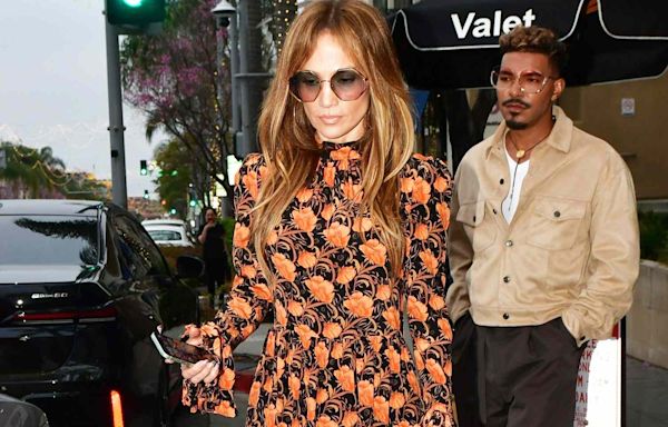 Jennifer Lopez Covers Up in Head-to-Toe Florals for Mother's Day After Naked Met Gala Dress