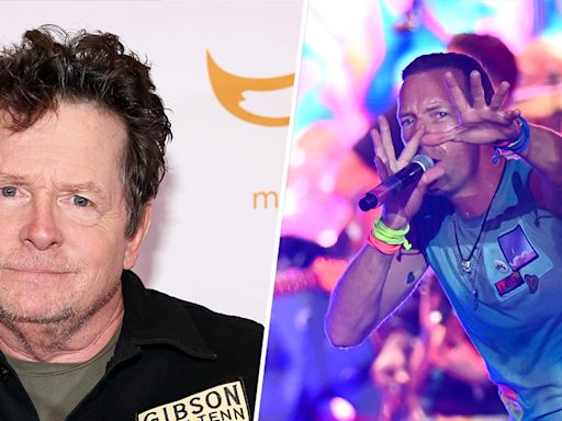 See Michael J. Fox play guitar during Coldplay's Glastonbury performance