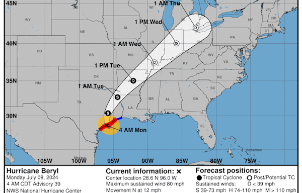 Hurricane Beryl tracker: Storm makes landfall in Texas, see spaghetti models, path