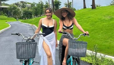 Aisha Sharma And Neha Sharma Are "Living The Island Dream" In Their Black And White Swimsuits