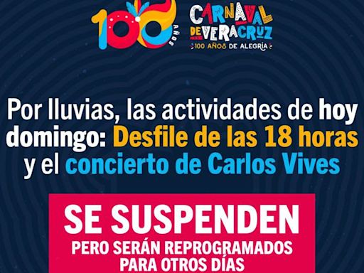 Suspenden concierto de Carlos Vives y actividades del Carnaval de Veracruz por fuertes lluvias | El Universal