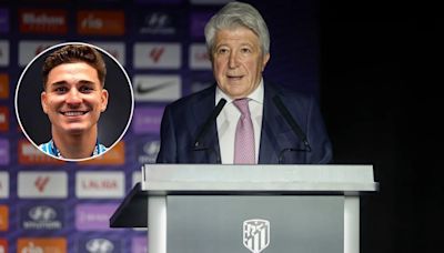 La reacción del presidente del Atlético de Madrid cuando le preguntaron sobre los rumores acerca de la posible llegada de Julián Álvarez