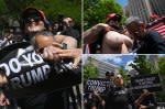 Chaos outside the courthouse as Trump flasher rips sign out of protester’s hands