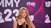 Shakira's Viking-Inspired Red Carpet Look Included a Gold-Plated Corset Top and a Low-Rise Velvet Skirt