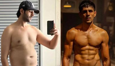 Kartik Aaryan shares before-and-after pictures of his physical transformation for Chandu Champion: From insomniac to fitness enthusiast - Times of India