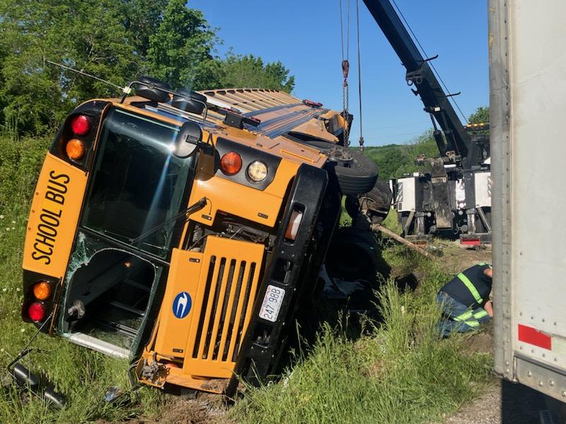 Semi hits bus in Lawrence County