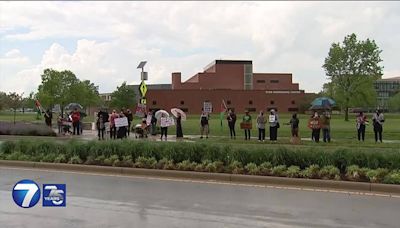 ‘We will continue;’ Wright State students, community members gather for pro-Palestine protest