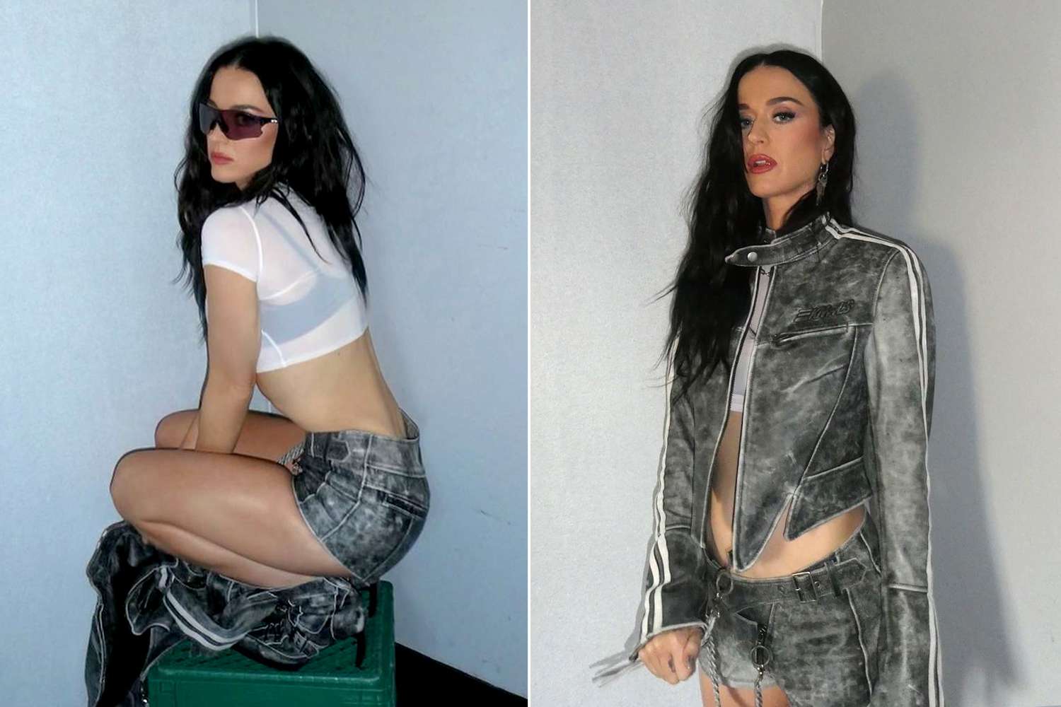 Katy Perry Turns Up the Heat in Sexy Leather Hot Pants and Biker Jacket: 'Feelin Crate'