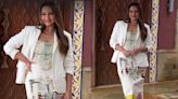 New bride Sonakshi Sinha takes fashion risks as she styles a white blazer with quirky two-piece outfit