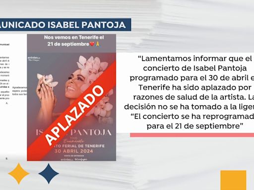 Alarma por la salud de Isabel Pantoja: ¿Por qué suspende su próximo concierto?