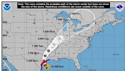 Beryl tracker: See Sunday s forecast path for Texas and spaghetti models