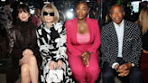 Anne Hathaway totally looks like her The Devil Wears Prada character at New York Fashion Week while sitting next to Anna Wintour