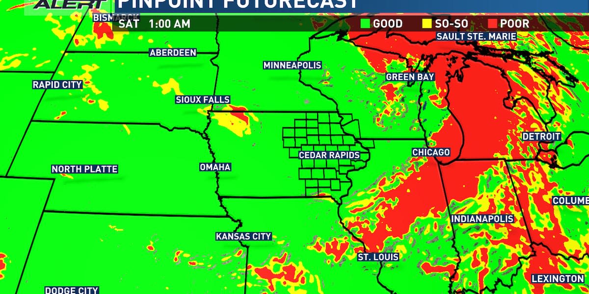 Spotty showers give way to clearing skies to begin the weekend and even a chance to see the northern lights overnight