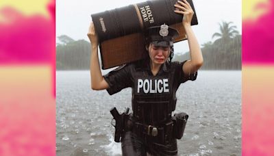 Facebook Lunatics Are Making AI-Generated Pictures of Cops Carrying Huge Bibles Through Floods Go Viral