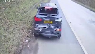 Watch moment Audi driver gets 'reality check' after braking in front of truck