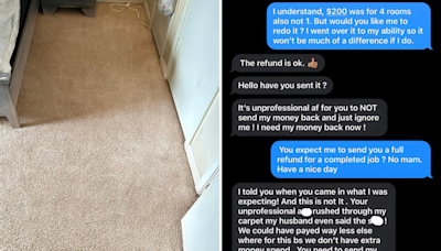 Woman not "satisfied" with carpet job—Then cleaner shared the before photo