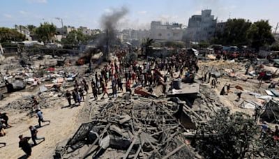 Israel-Gaza war live: hospital ‘overwhelmed’ as 71 reported killed and hundreds injured in Israeli attack on humanitarian zone