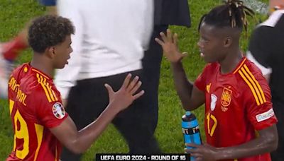 Watch brilliant moment Spain stars Yamal and Williams play rock, paper, scissors