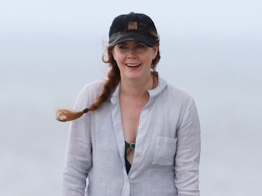 Amy Adams sports swimsuit and cover-up as she films At The Sea