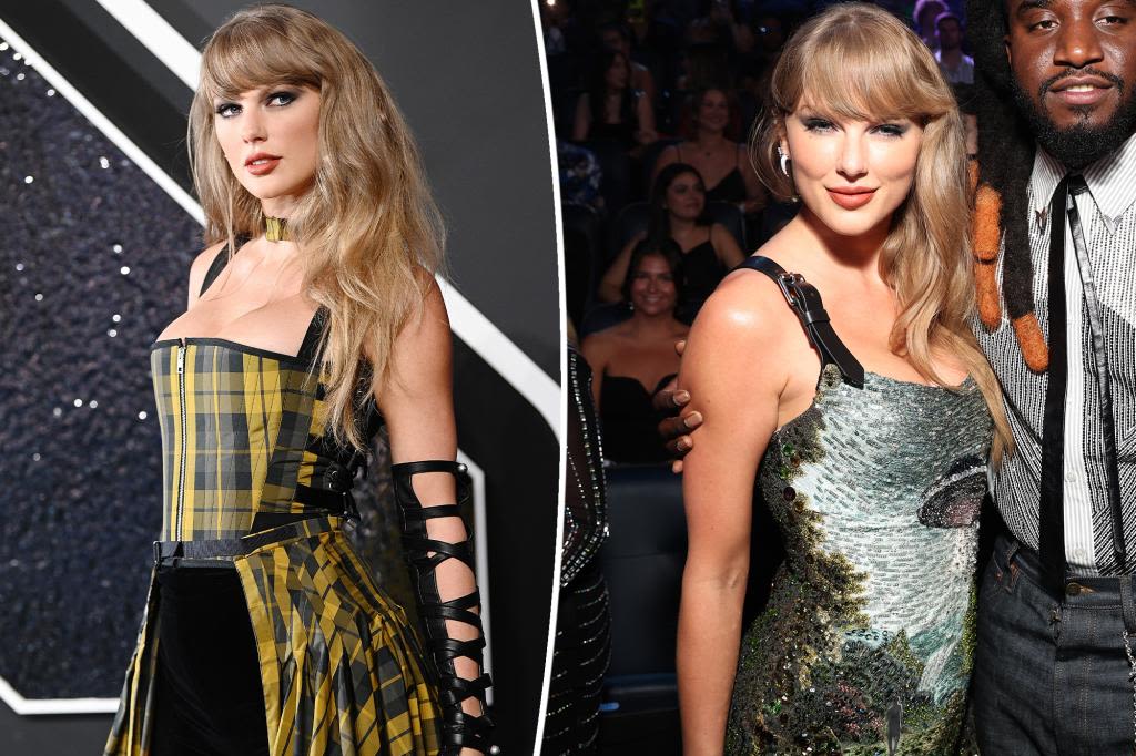 Taylor Swift swaps plaid corset for sparkling UFO dress at VMAs 2024