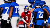 Observing Rams QB Matthew Stafford through an entire practice — his first in pads of 2024