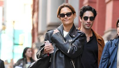 Katie Holmes Adds a Biker Coat to Her Girl-Next-Door Wardrobe