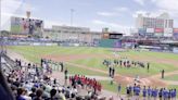 Troopers son tosses first pitch at Yard Goats game in Dunkin Park