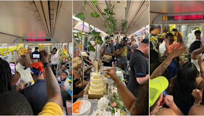 Durante unas horas, la fiesta más animada de Nueva York fue un banquete de boda en el metro