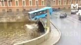 City bus carrying 20 passengers in St. Petersburg bizarrely veers and drives straight into river (video)