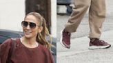 Jennifer Lopez Slips On Burgundy Allbirds Sneakers for Dance Practice