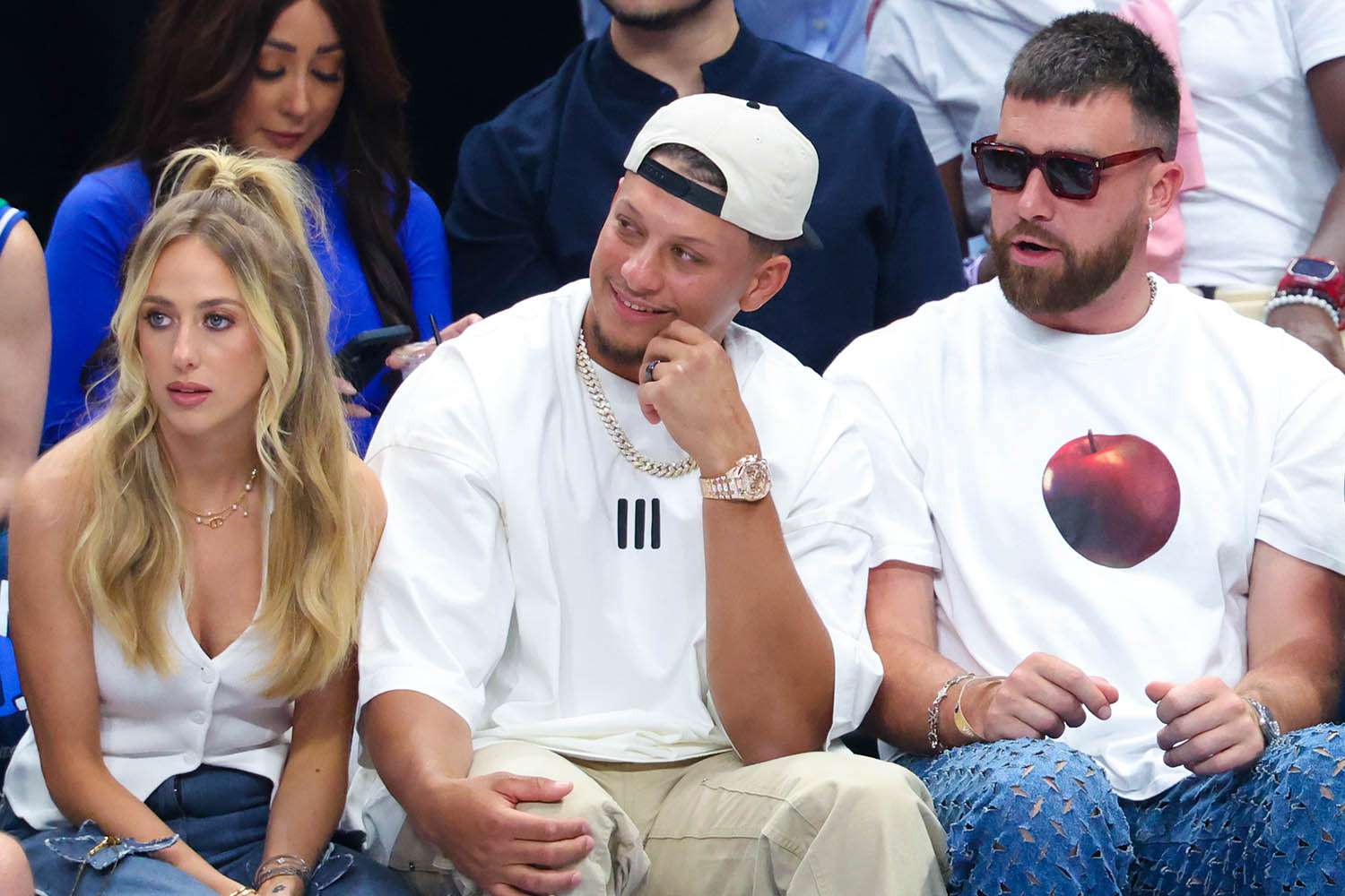 Travis Kelce Sits Courtside at NBA Playoffs with Patrick and Brittany Mahomes