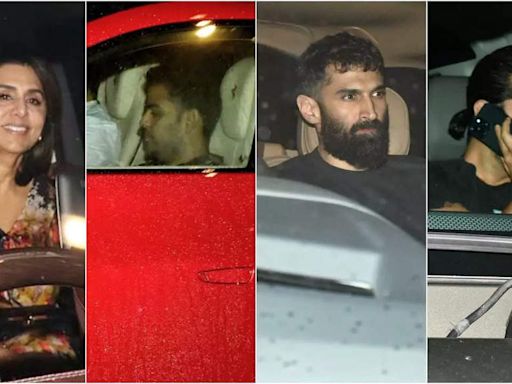 Neetu Kapoor, Akash Ambani, Aditya Roy Kapur, Arjun Kapoor arrive for Ranbir Kapoor's 42nd birthday celebration at...