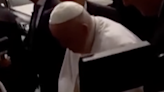 Pope Francis signs young boy’s cast as he leaves hospital after three-day stay