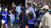 Shah Rukh Khan holds son AbRam’s hand, escorts Gauri Khan to the car as family return to Mumbai. Watch