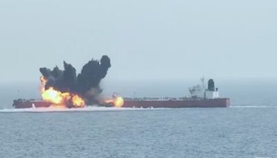 Houthis claim video shows one of its sea drones striking an oil tanker in the Red Sea