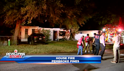 Crews extinguish Pembroke Pines house fire; homeowner displaced, no injuries reported - WSVN 7News | Miami News, Weather, Sports | Fort Lauderdale