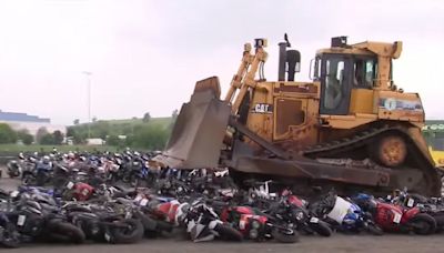 NYC officials crush over 200 illegal mopeds, scooters, and bikes