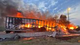 Tractor-trailer used by US postal service catches fire on I-64