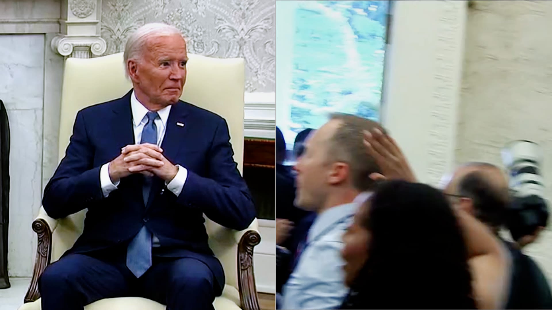 Biden Answers One Question Amid Screaming Chaos As Reporters Ushered Out Of Oval Office