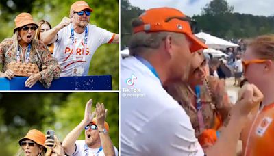 Moment King and Queen of Netherlands console tearful Olympian denied medal by tyre puncture