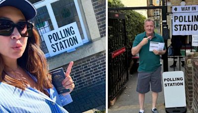 Myleene Klass and Piers Morgan vote as celebrities go to polls on Election Day