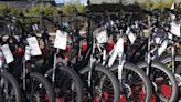 The e-bike memorial at Santa Fe Drive and El Camino Real tells all