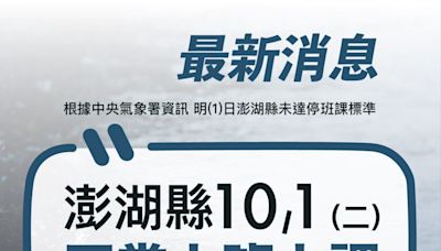 山陀兒颱風來襲 澎湖10/1正常上班上課