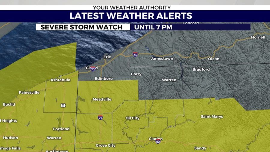 Severe thunderstorm watches, warnings in effect for NWPA, Ashtabula Counties