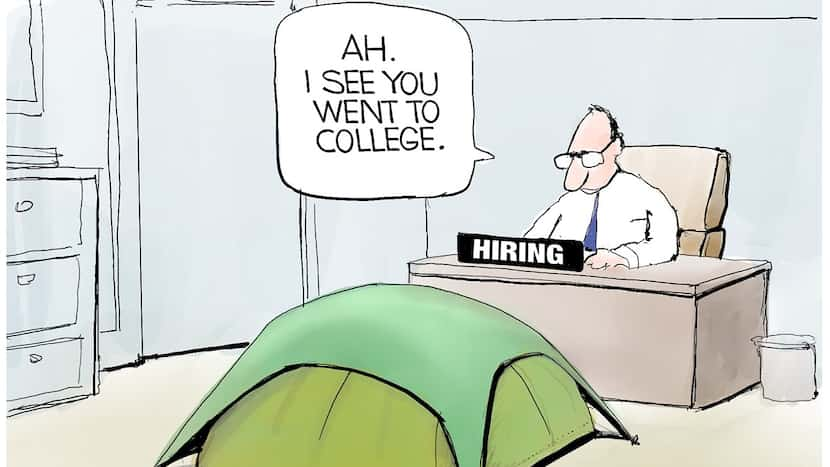 Editorial cartoon: The college tent