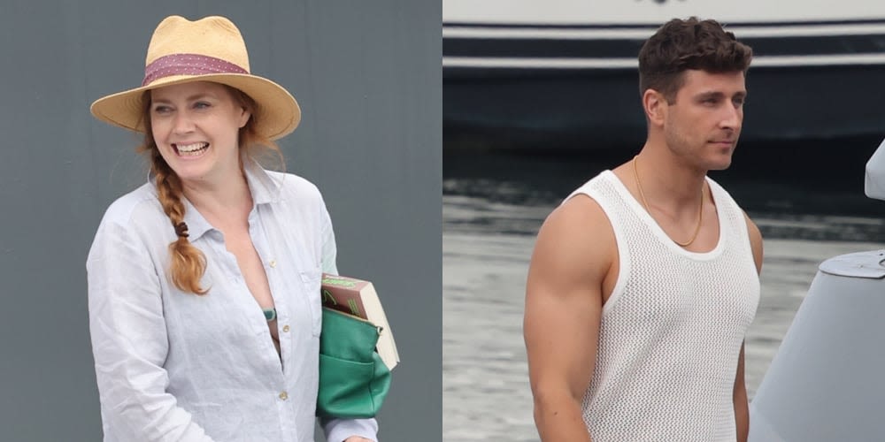 Amy Adams Films ‘At the Sea’ on a Yacht Alongside Model Davide Gianni & More Cast Members