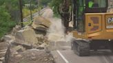 Large rockslide covers road near Ashland City with dozens of boulders